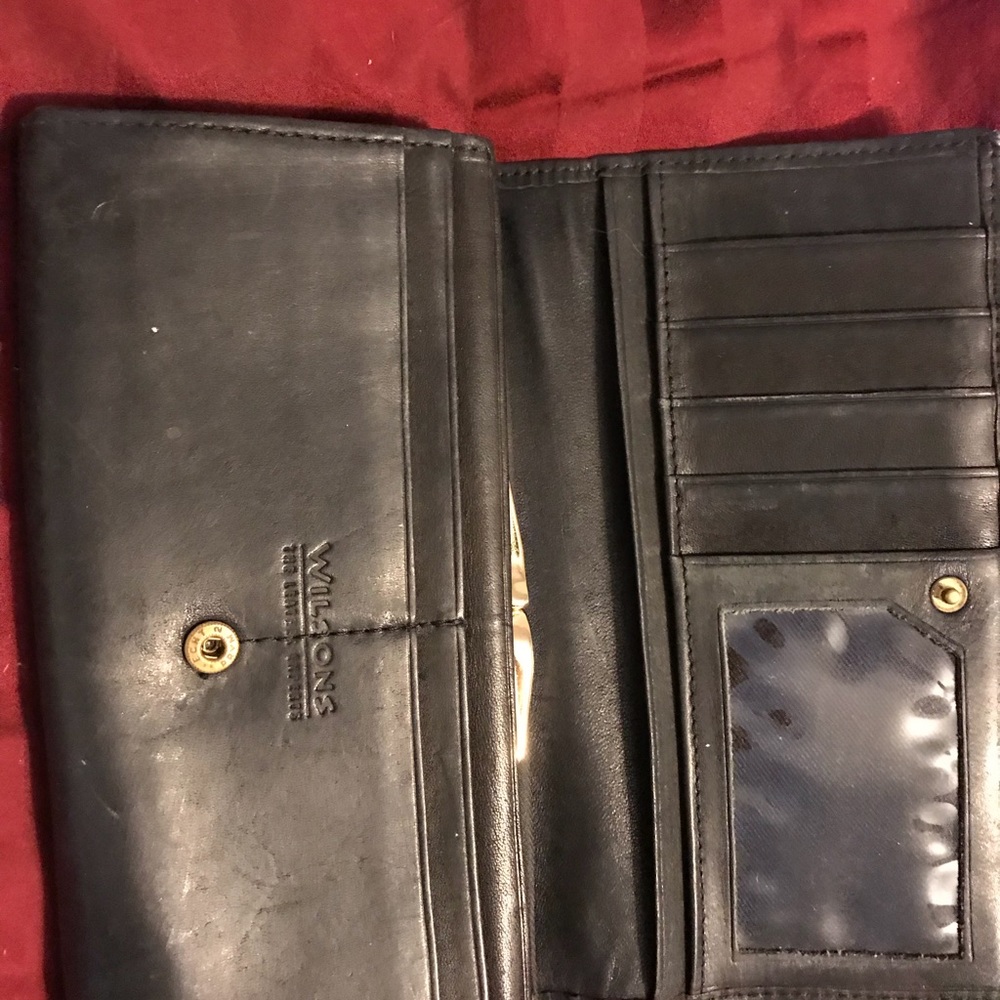 Large soft black leather wallet
